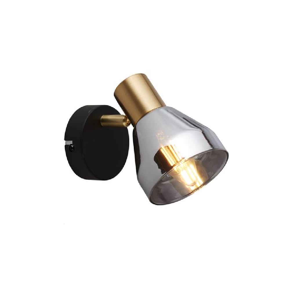 Product photograph of Westminister Smoked Glass Spotlight In Black And Brass from Furniture in Fashion