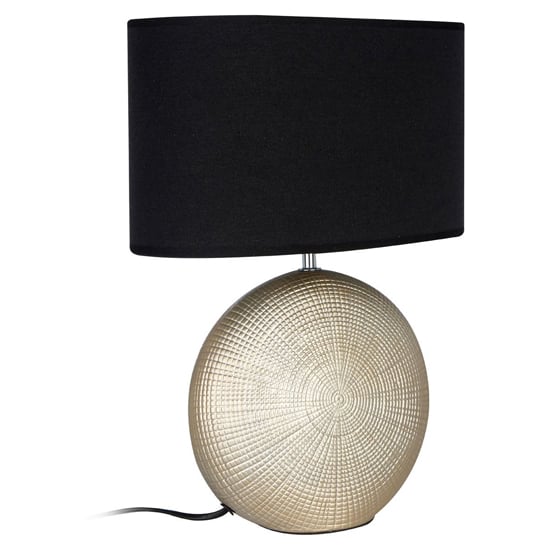 Read more about Whoopty black fabric shade table lamp with gold ceramic base