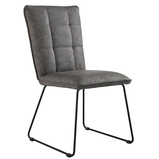 Photo of Wichita faux leather dining chair in grey with angled legs