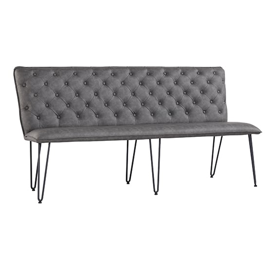 Product photograph of Wichita Faux Leather Large Dining Bench In Grey from Furniture in Fashion