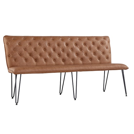 Product photograph of Wichita Faux Leather Large Dining Bench In Tan from Furniture in Fashion