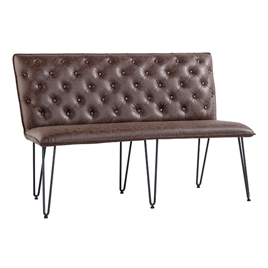 Product photograph of Wichita Faux Leather Medium Dining Bench In Brown from Furniture in Fashion