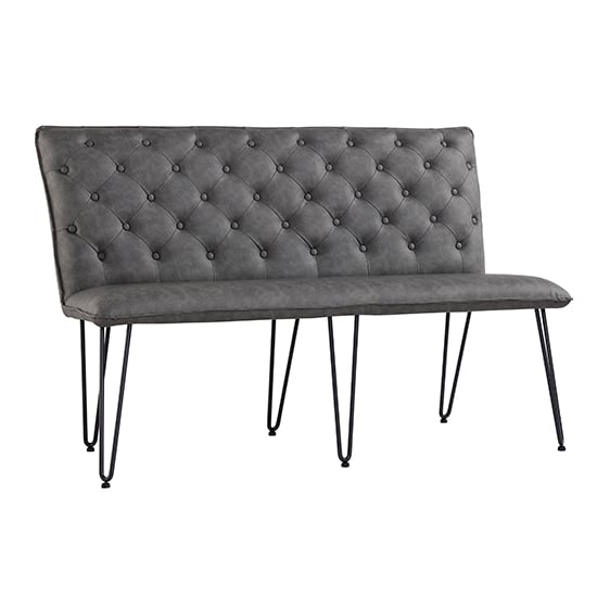 Read more about Wichita faux leather medium dining bench in grey