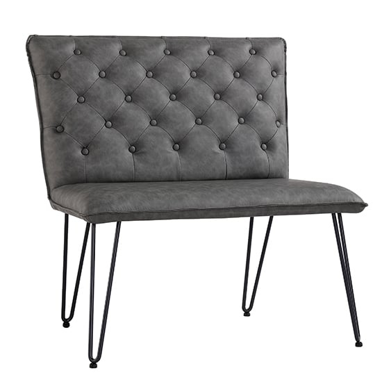 Read more about Wichita faux leather small dining bench in grey