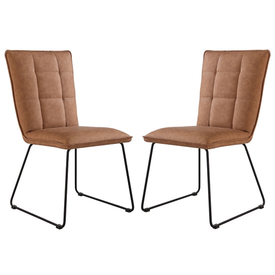 Product photograph of Wichita Tan Faux Leather Dining Chairs In Pair from Furniture in Fashion