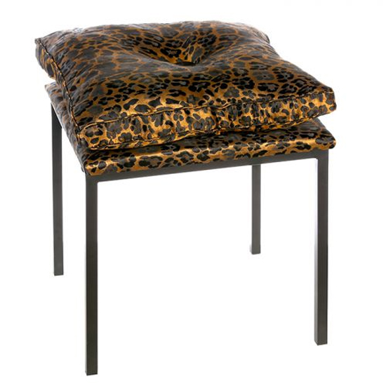 Read more about Wild velvet stool in gold leo print with black metal legs