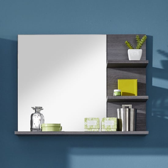 Photo of Wildon bathroom wall mirror in white and smoky silver