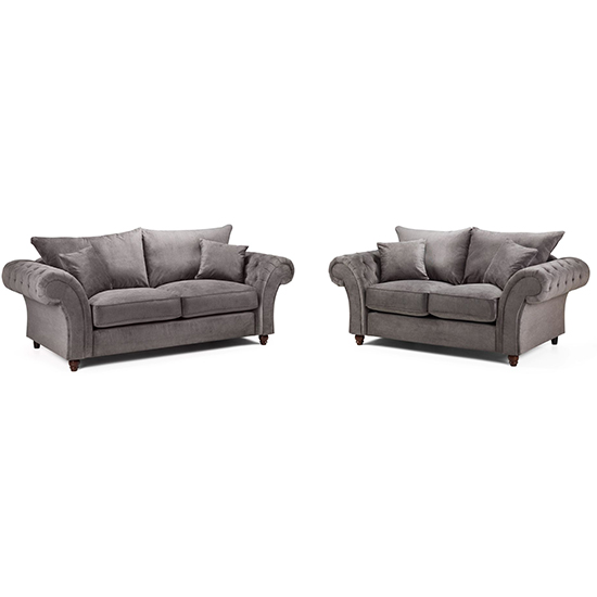 Product photograph of Williton Fabric 3 Seater And 2 Seater Sofa In Dark Grey from Furniture in Fashion