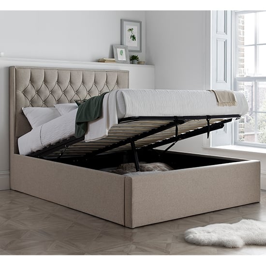 Wilson Fabric Ottoman Storage King Size Bed In Oatmeal | Furniture in ...