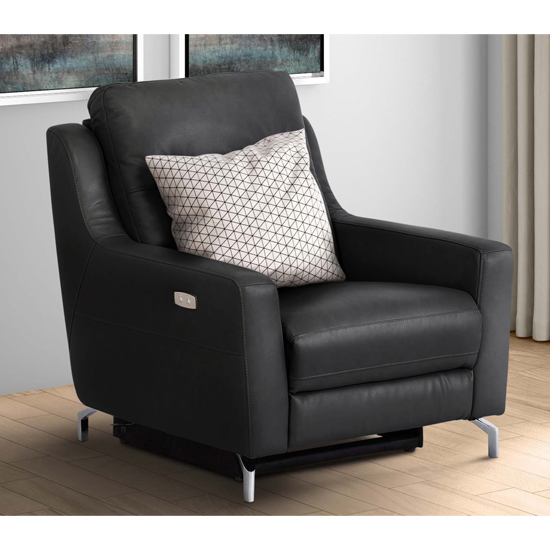 black leather electric recliner armchair