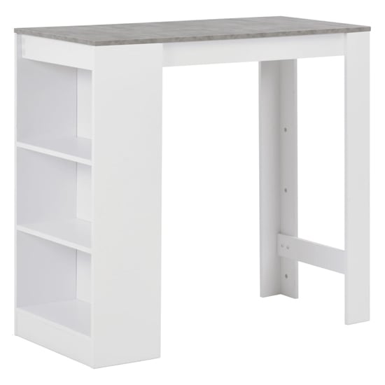 Product photograph of Winnie Wooden Bar Table With Shelf In Concrete And White from Furniture in Fashion