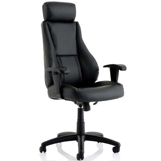Product photograph of Winsor Leather Office Chair In Black With Headrest from Furniture in Fashion