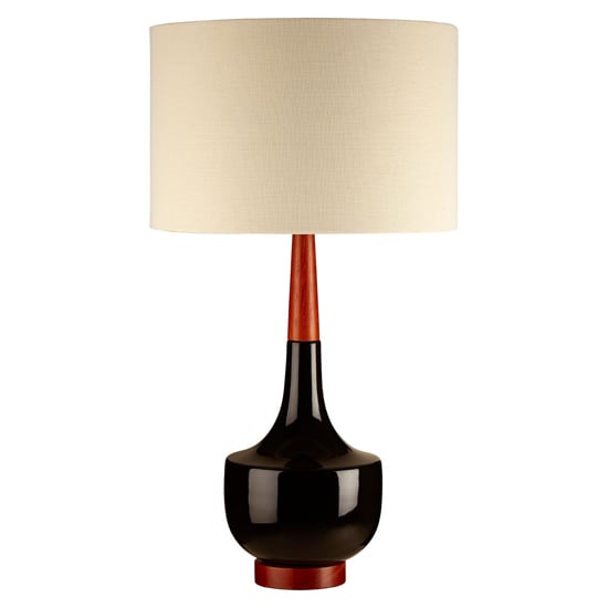 Read more about Wipen white fabric shade table lamp with red black ceramic base