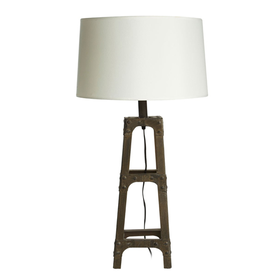 Read more about Wipen white fabric shade table lamp with robust metal base