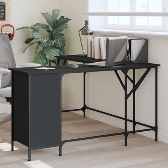 Product photograph of Wisbech Wooden Laptop Desk Corner In Black from Furniture in Fashion