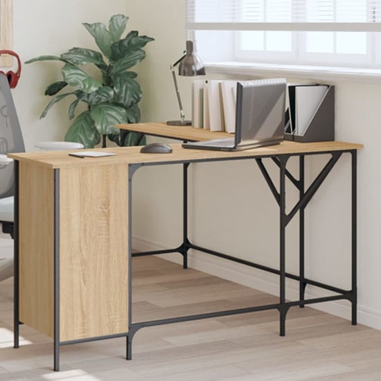 Product photograph of Wisbech Wooden Laptop Desk Corner In Sonoma Oak from Furniture in Fashion