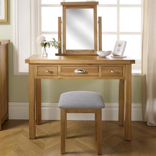 Photo of Woburn wooden dressing table in oak 3 drawers