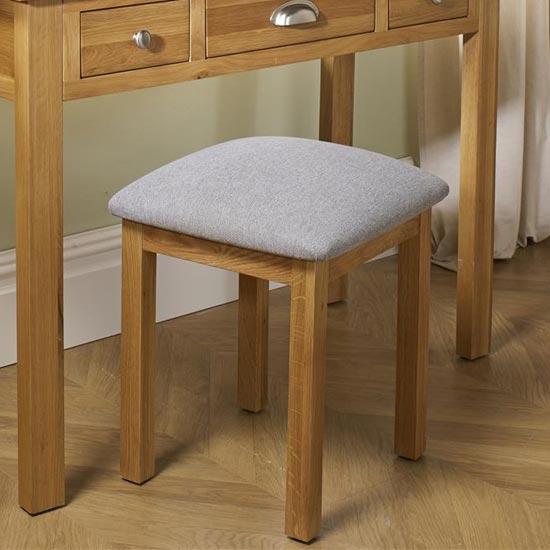 Photo of Woburn wooden stool in oak with fabric seat