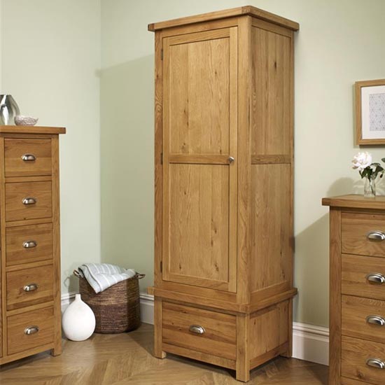 Read more about Woburn wooden wardrobe in oak with 1 door and 1 drawer