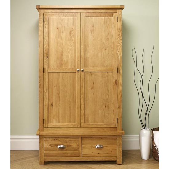 Read more about Woburn wooden wardrobe in oak with 2 doors and 2 drawers