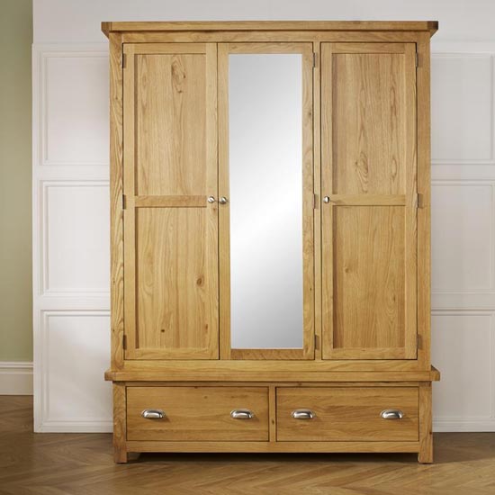 Read more about Woburn wooden wardrobe in oak with 3 doors and 2 drawers