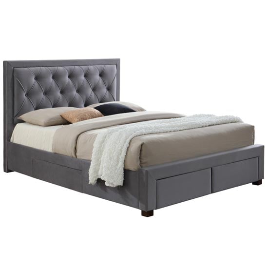 Woodbury Fabric King Size Bed In Grey | Furniture in Fashion