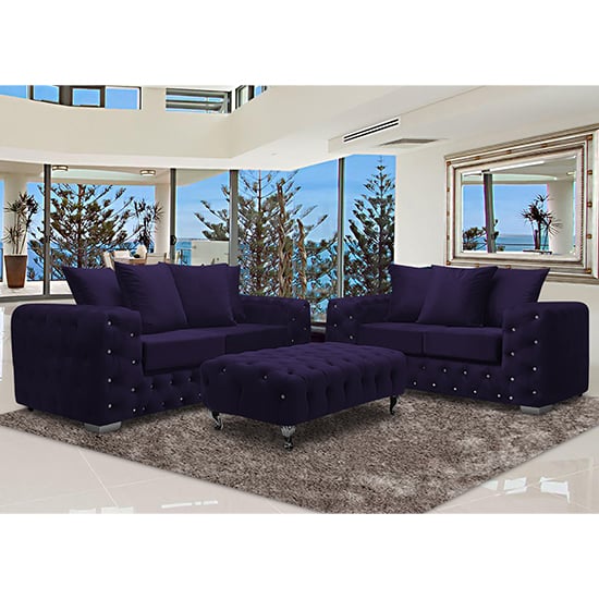 Read more about Worley velour fabric 2 seater and 3 seater sofa in ameythst