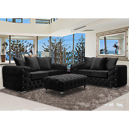 Read more about Worley velour fabric 2 seater and 3 seater sofa in cosmic