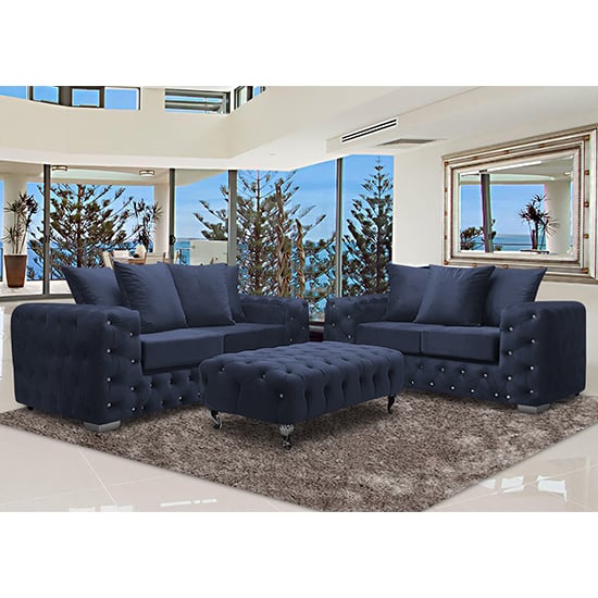 Read more about Worley velour fabric 2 seater and 3 seater sofa in slate