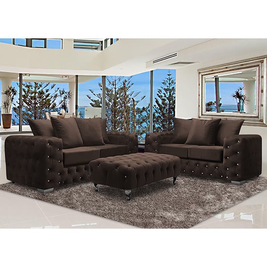 Read more about Worley velour fabric 2 seater and 3 seater sofa in taupe