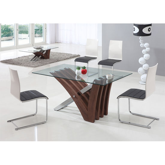 Xaria Clear Glass Dining Table And 4 Dining Chairs Furniture In Fashion 6248