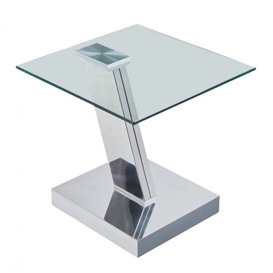 Product photograph of Sapcote Clear Glass Side Table With Polished Steel Base from Furniture in Fashion