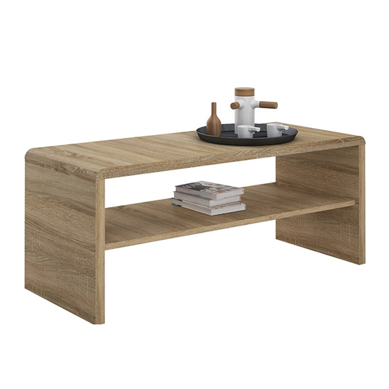 Xeka Wooden Under Shelf Coffee Table In Sonoma Oak | FiF