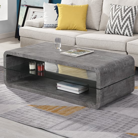 Read more about Xono wooden coffee table with shelf in concrete effect