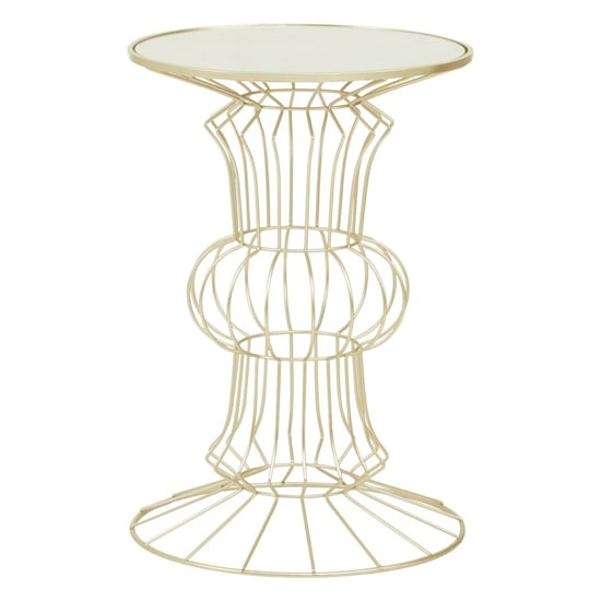 Read more about Xuange white mirrored glass side table with light gold frame