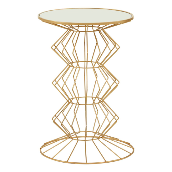 Read more about Xuange round white mirrored glass side table with gold frame