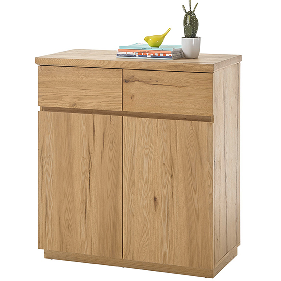 Product photograph of Yorkshire Wooden 2 Doors 2 Drawers Shoe Storage Cabinet In Oak from Furniture in Fashion