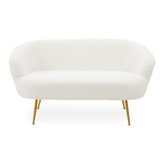 Read more about Yurga fabric 2 seater sofa in plush white with gold legs