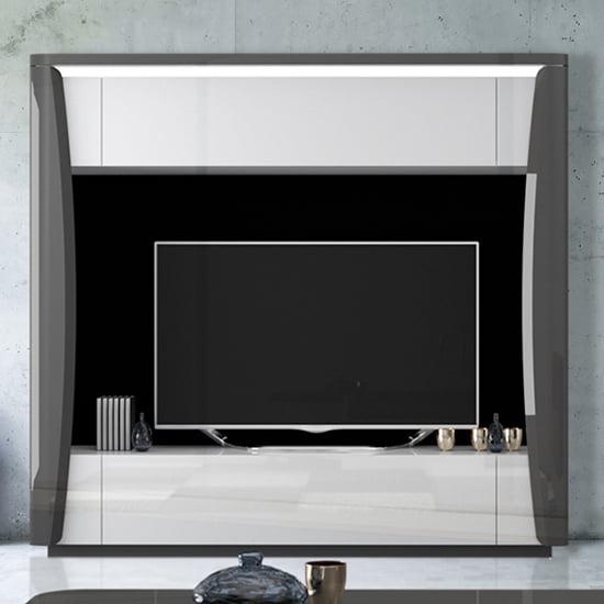 Read more about Zaire gloss entertainment unit in white and grey with led