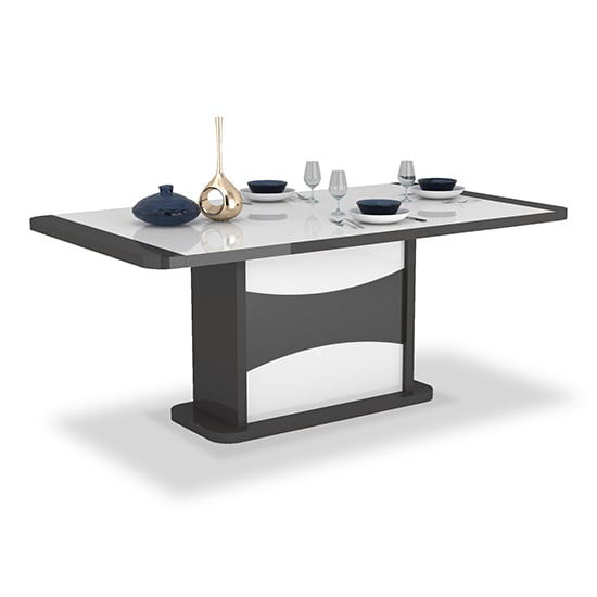 Read more about Zaire extending high gloss dining table in white and grey