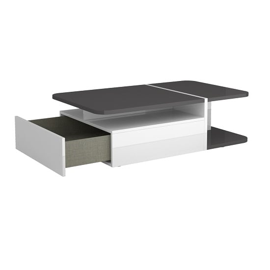 Zaire Wooden Coffee Table In White And Anthracite Gloss | Furniture in ...