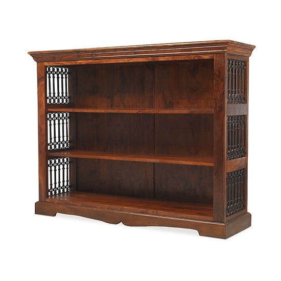 Read more about Zander wooden low bookcase in sheesham hardwood