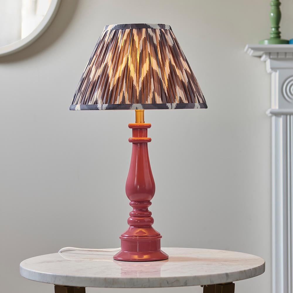 Product photograph of Zapopan Pearl Grey 30cm Shade Resin Table Lamp In Pink Clay from Furniture in Fashion