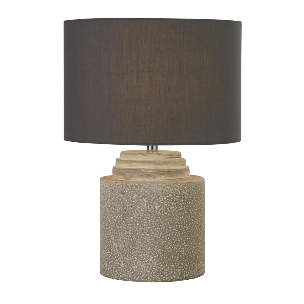 Product photograph of Zara Fabric Shade Table Lamp In Grey Cement Base from Furniture in Fashion