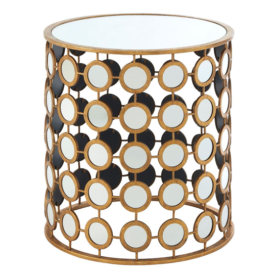 Product photograph of Zaria Round Glass Top Side Table With Gold Frame from Furniture in Fashion