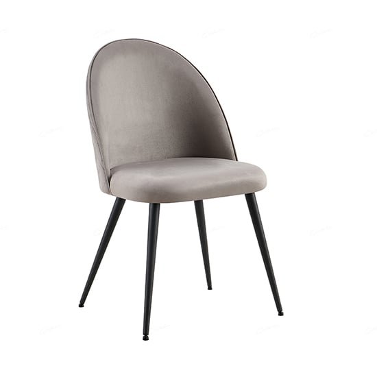 zebulon velvet dining chair in grey with black metal legs