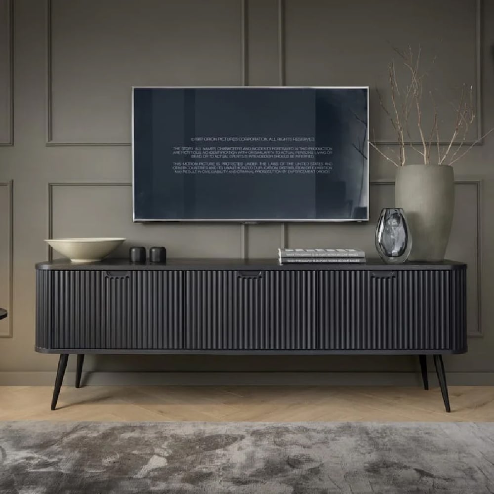 Read more about Zebulon wooden tv stand with 2 doors in black