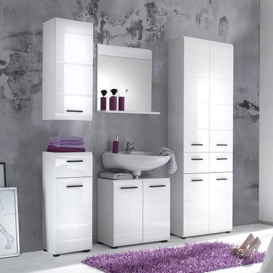 Photo of Zenith bathroom furniture set 2 in white with high gloss fronts