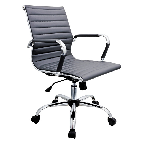 Zexa Faux Leather Office Chair In Grey With Chrome Metal Frame | Furniture  in Fashion