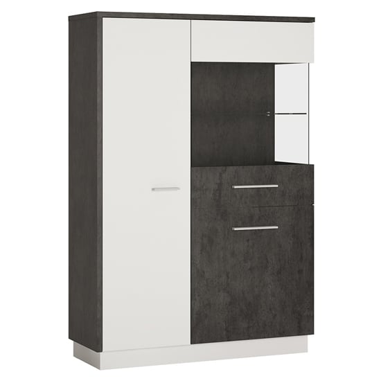 Photo of Zinger right handed low wooden display cabinet in grey and white